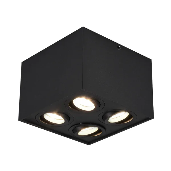 PLAFON DE TECTO 4 LUZES BASCULANTE METAL PRETO GU10 GARIBALDI