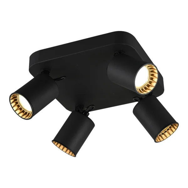 HOLOFOTES 4 LUZES DE METAL PRETO GU10 WERNER