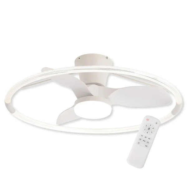 VENTILADOR DE TETO ESTILO PLAFON LED 40W 3000-6000K 3 PÁS BRANCA PIETRO